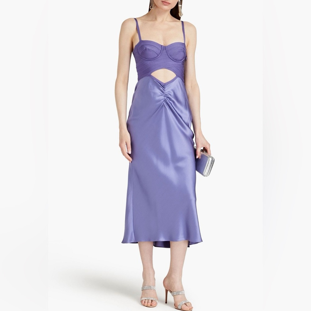 HERVÉ LÉGER X LAW ROACH
Bandage-paneled draped satin midi dress - Lavender - Picture 1 of 9